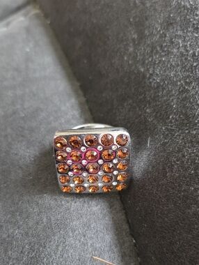 Vintage Camilla Lucia Crystal Amber Simulated Topaz Cocktail Ring Sz 7